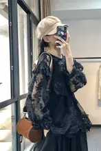 モリ 夏用オリジナルレトロ風刺繍レースシャツ【フィット・半透け・女性用】