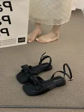 フラットサンダル【リボンデザイン・オープントゥ・女性用・夏に最適・ドレスにぴったり】（セットアップ対応）