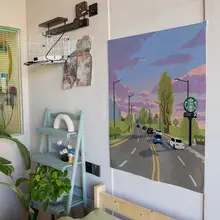 夕暮れのインテリアウォールデコレーション【癒しのデザイン・ベッドルーム用・タペストリー】