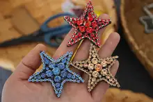 手作りビーズ付き星型モチーフブローチ【海洋シリーズ・DIY装飾用】