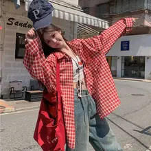 大きいサイズ 赤いチェック柄 長袖 UVカットシャツ【カジュアル・レディース・春夏用】