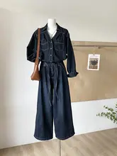 ポロカラー長袖シャツとゆったりワイドパンツのコーディネート（セットアップ対応）