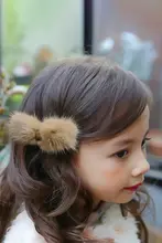子供用ヘアアクセサリー【サイドバング用・水貂毛・リボン型・後頭部クリップ】