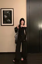 レディース 春用パンツ【ストレート ワイドレッグ・ハイウエスト・ロング丈】