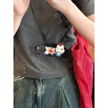 犬モチーフ眼鏡クリップ付きロングネックレス【ファッションアクセサリー・かけひも・カジュアル】