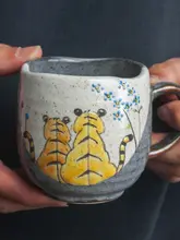 九谷焼 陶器製 マグカップ【猫デザイン・手作り・コーヒー用】