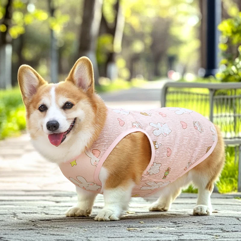 柴犬・コーギー用薄手タンクトップ：夏用UVカットで日焼け防止と快適な通気性を実現