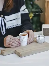 蓋碗 湯呑み 茶こし 小皿 スプーン 陶器 手作り 手びねり かわいい カートゥーン おしゃれ ナチュラル