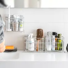 バスルーム用 ステンレス製洗い物棚【穴あけ不要・収納バスケット】