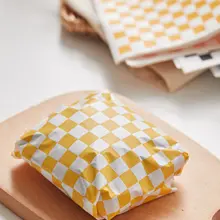 レトロチェックのハンバーガー包装紙【油を防ぐ・ベーキング用】
