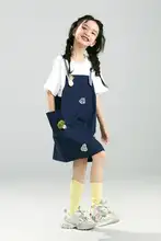 サロペットワンピース キッズ ガールズ フェイクレイヤード 夏 サマー