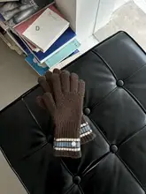 秋冬用 保温ニット手袋【タッチパネル対応・フィンガレス・異素材コンビ】