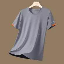 2025夏 アイスシルク半袖Tシャツ メンズ 薄手