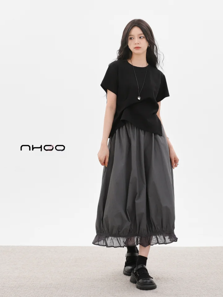 夏用ファッションワンピース【Tシャツとスカートの2点セット】【スタイルアップ・女性用】（セットアップ対応）
