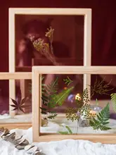 無垢材のクリエイティブな植物標本フレーム【シンプルなデザイン・手作り・立体的な飾り台】