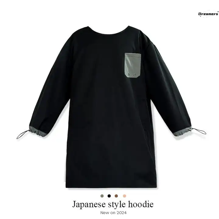 通気性のある薄手長袖エプロン【ユニセックス・日本風・キッチン用・作業服】