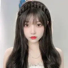 魚骨編み風フェイクウィッグヘアバンド【一体型・夏用・麻花編み・リアルなデザイン】