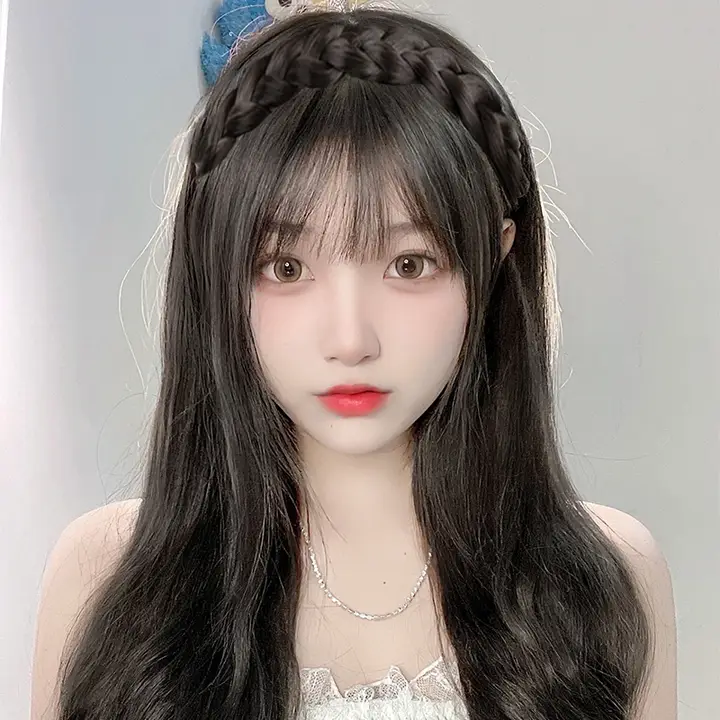 魚骨編み風フェイクウィッグヘアバンド【一体型・夏用・麻花編み・リアルなデザイン】