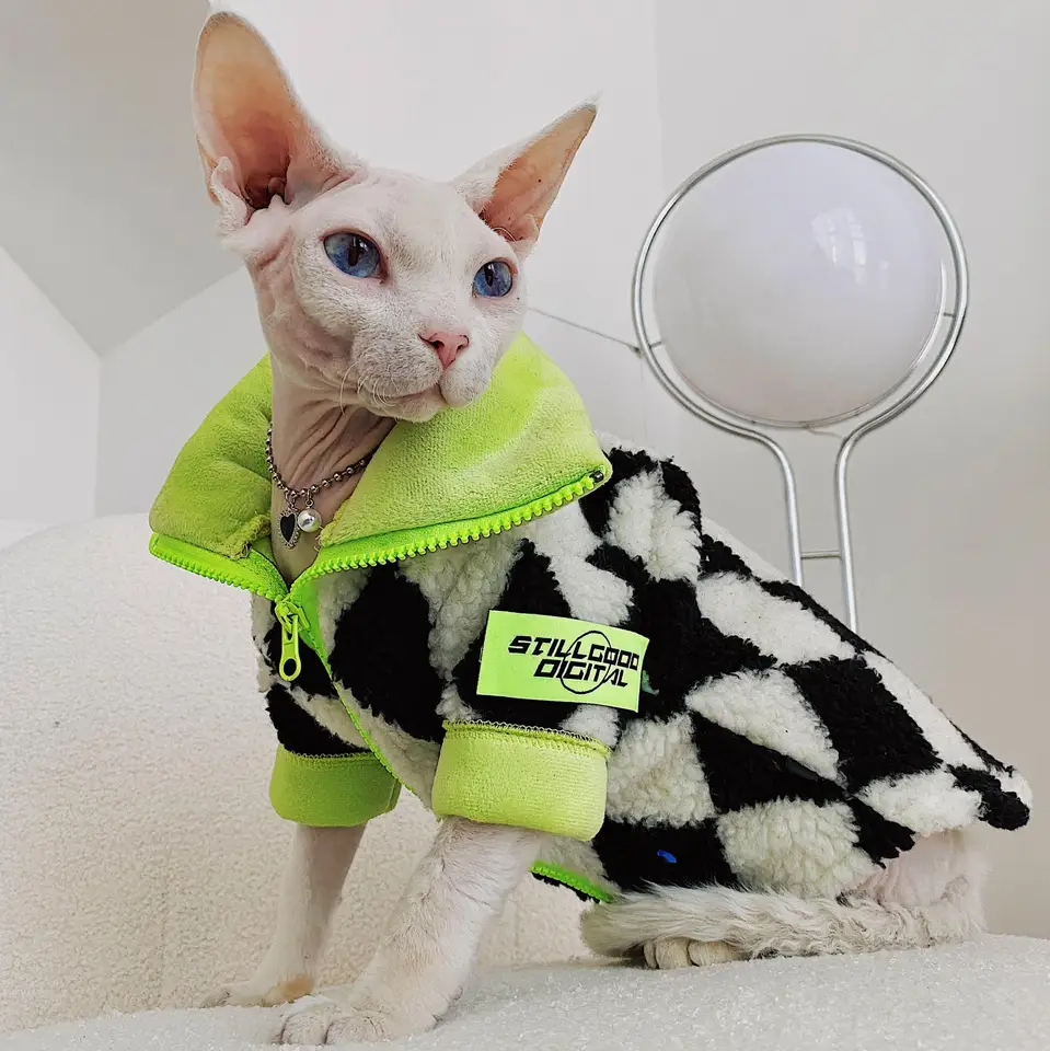 無毛猫用冬用ウェア【加絨・羊羔毛使用・暖かさ抜群】