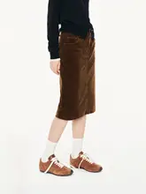 灯芯綿サンドウォッシュストレートスカート【後ろスリット・ミドルウエスト・秋用】（セットアップ対応）