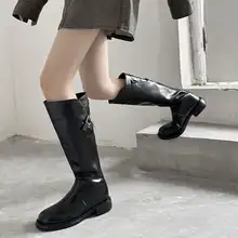 黒の真皮ライダーブーツ【後ろジッパー・ストレート・秋冬用】