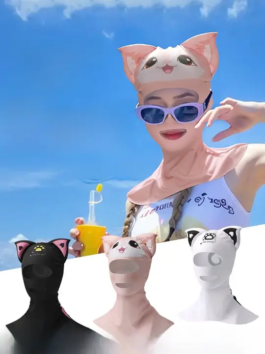 自由潜水用カートンデザインフェイスカバー【夏用・通気性・アイスシルク素材】
