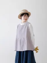 リバーシブルデザインのリネンベスト【レトロ風・秋用・ファッションアイテム】（セットアップ対応）