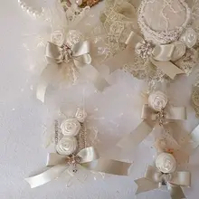 手作りリボン付きブローチ【華やかな金色・ローズフラワーデザイン・ロリータスタイル】