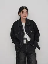 ゆったりシルエットの2色使いデニムジャケット【コットン素材・ウォッシュ加工】