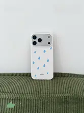 小雨滴デザインのスマホケース【マグネット式・マット仕上げ・白と青】