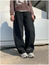 AIR TRAIN スカルデビル裏起毛デニムパンツ【冬用・ウエストゴム・サブカルチャーデザイン】