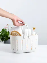 持ち手付きお風呂用バスケット【水切り機能・学生寮や浴室に最適・洗面用品収納】