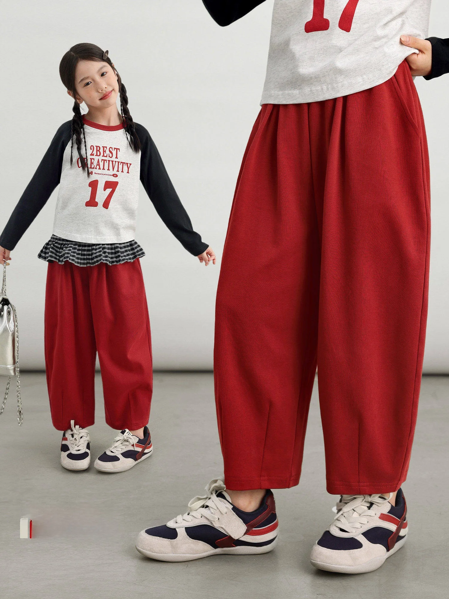 女の子用バナナパンツ：フィットで軽い春・秋の日常スタイル