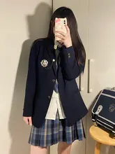 オリジナルJK制服 ブルーチェック柄スカート【英国風・クラシックデザイン】（セットアップ対応）