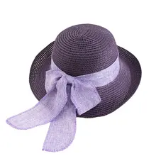 紫色のリブ編み麻製日よけ帽子【女性用・夏・潮流スタイル】（セットアップ対応）