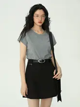 レトロデザインのショート丈Tシャツ【女性用・クルーネック・フィットスタイル・夏用】