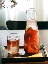 大容量ガラス製冷水ポット＆グラスセット【耐熱・家庭用・レモン水・ビール・ジュース用】