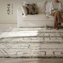 インド製羊毛ラグ【無接着剤・シンプルデザイン・リビング・寝室用】