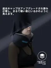 旅行用 U字型ネックピロー【携帯便利・フード付き・記憶泡綿】