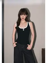 タンクトップ レディース ニット イエロー レーサーバック フィット インナー きれいめ 上品 「Forever 21」