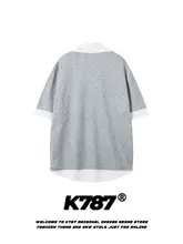 アメリカンビンテージ風の半袖Tシャツ【ユニセックス・ゆったりシルエット・カジュアル通勤】（セットアップ対応）