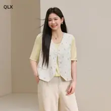 麻混紡の重厚感ある刺繍デザインのレトロ風二点セット【女性用大サイズ】（セットアップ対応）