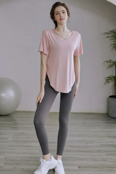 レディース スポーツTシャツ【フィットネス・・丈長デザイン・短袖】