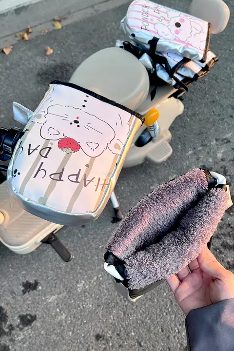 かわいい電動バイク用ハンドルカバー【防水・防寒・極上の柔らかさ】