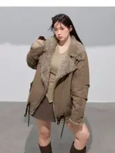 感ある暖かいラムウールパーカー【大きいサイズ・フード付き・秋冬用】