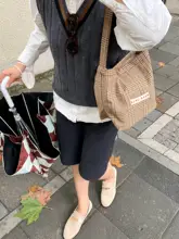 BLEU et ROSE チェック柄ウールキャンバスサブバッグ【ヴィンテージスタイル・肩掛け用】