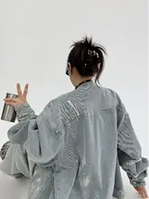 秋用 レディースデニムジャケット【刺繍デザイン・ショート丈・ビンテージ風・ルーズフィット】
