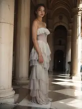 フランス風レトロなマーメイドフリルドレス【オフショルダー・ウエストマーク・パーティー用】