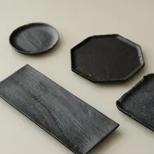 侘寂風 炭化木トレイ【自然素材・茶道用・ハンドメイド】