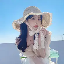 CCLOVEMX ビーチリゾート用 大型日除け草帽【折りたたみ可・フリンジデザイン】